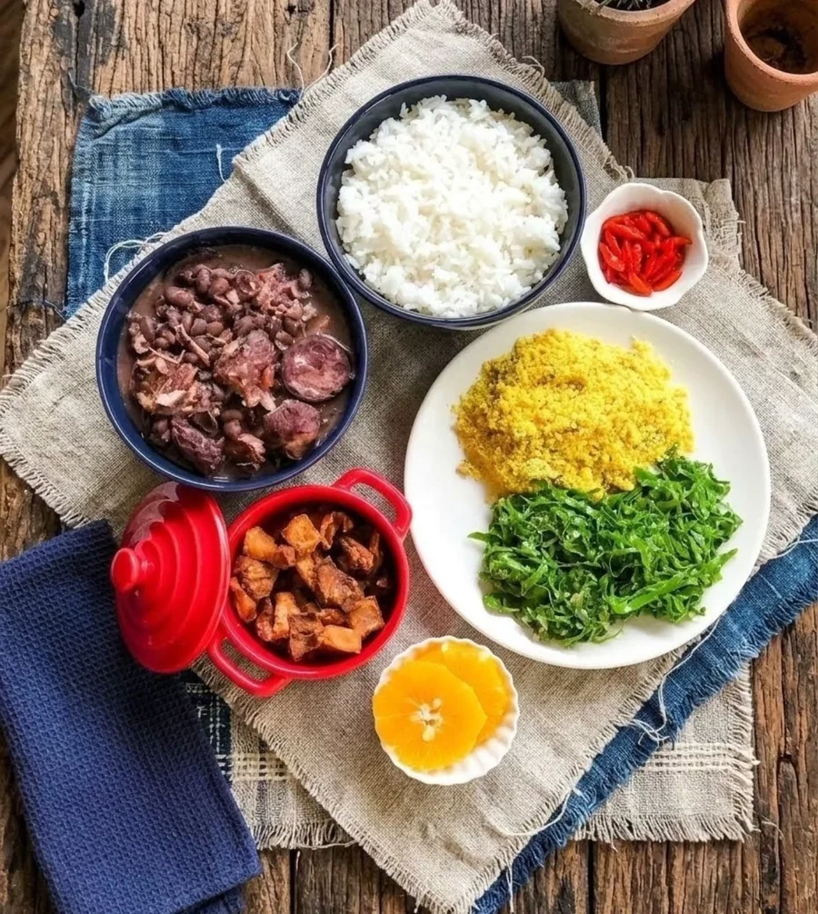 Combo de feijoada visto de cima